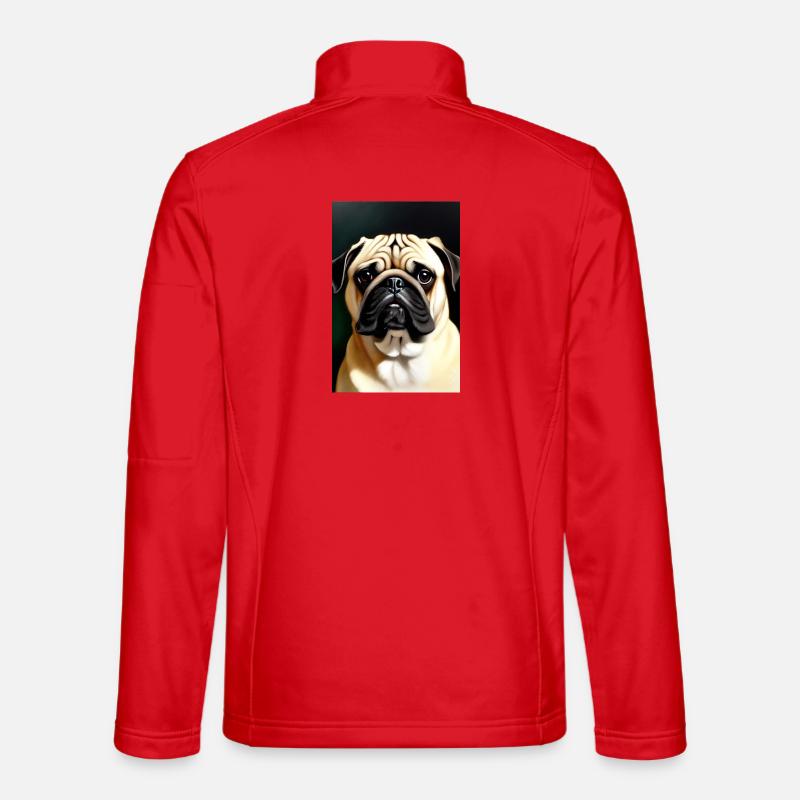 Mops Hund - Unisex Softshelljacke - Rot