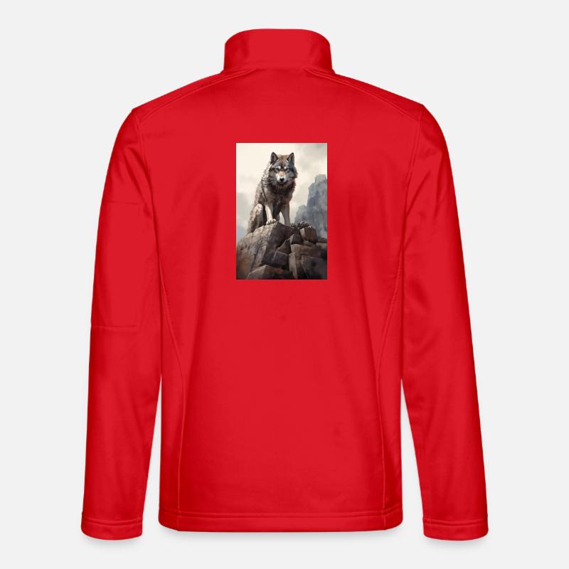 Wolf Illustration - Unisex Softshell Jacket - red