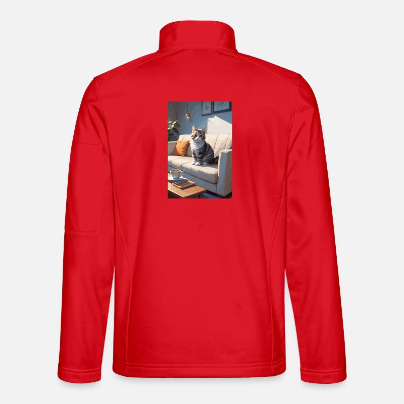 Cat on sofa - Unisex Softshell Jacket - red