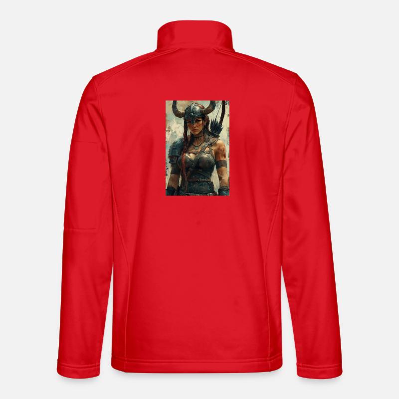 Wikingerfrau Illustration Poster - Unisex Softshelljacke - Rot