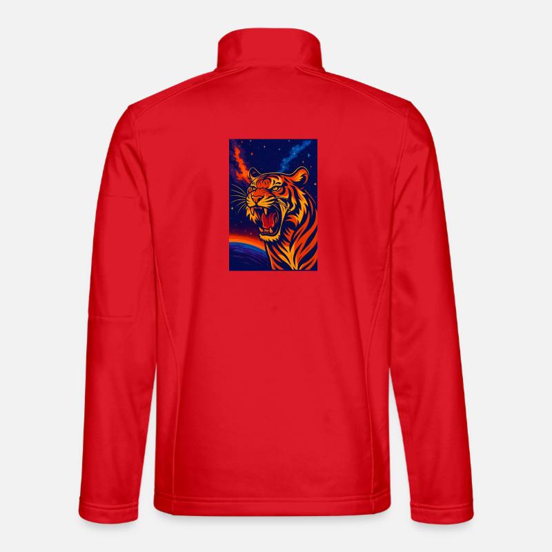Celestial Tiger Nebula Design, Love Tigers - Unisex Softshell Jacket - red
