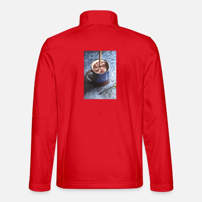 Kaffee-Schoko-Becher mit wirbelnder Kakaokunst - Unisex Softshelljacke - Rot