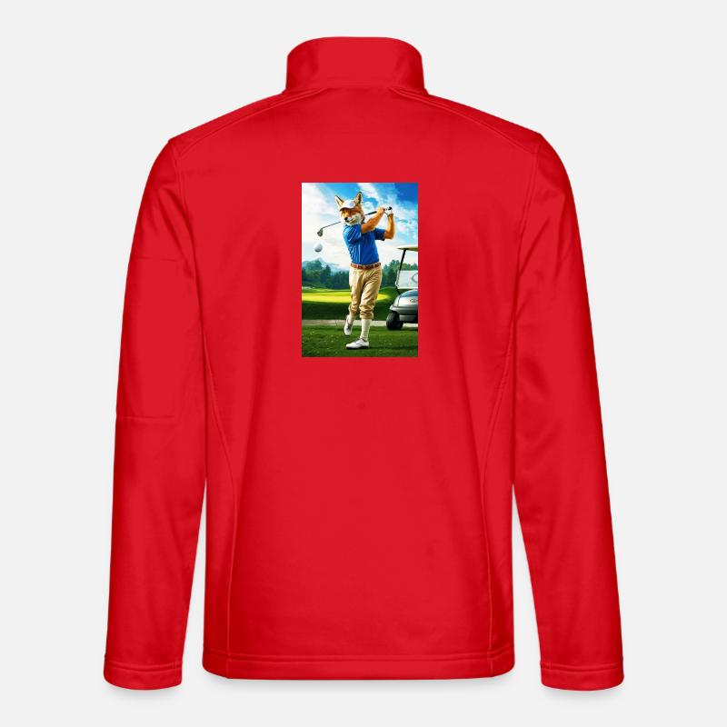 Humanoid Coyote Golfer in Action - Unisex Softshell Jacket - red