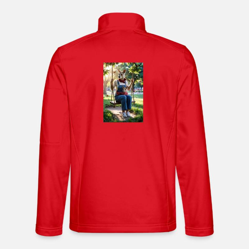Humanoides Känguru auf Schaukel - Unisex Softshelljacke - Rot