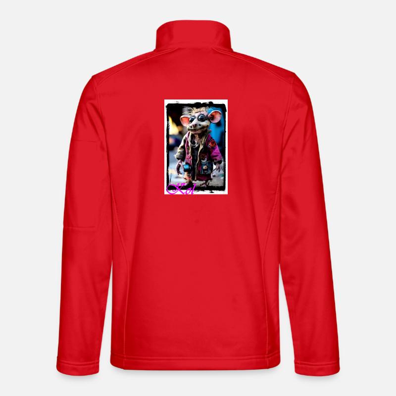 Bizarre mouse puppet as a punk with sunglasses Unisex Softshell Jacket