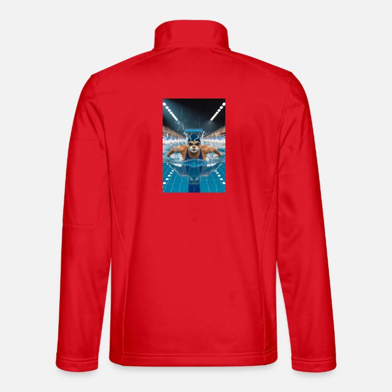 Humanoid Otter in Pool - Unisex Softshell Jacket - red