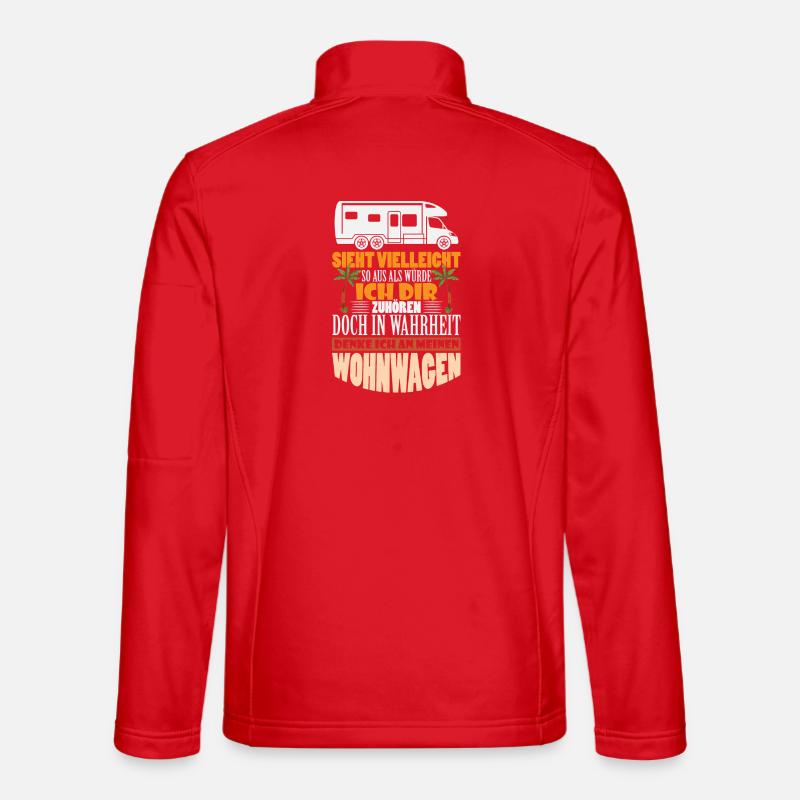 Camper Camping Caravan Saying - Unisex Softshell Jacket - red