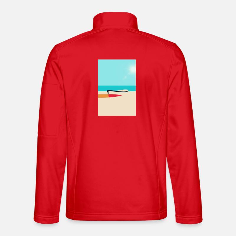 Boot am Strand – Sommer Sonne Meer - Unisex Softshelljacke - Rot