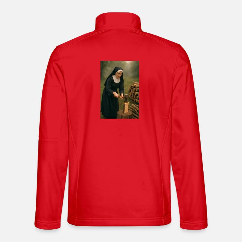 Nonne hackt Holz - Unisex Softshelljacke - Rot