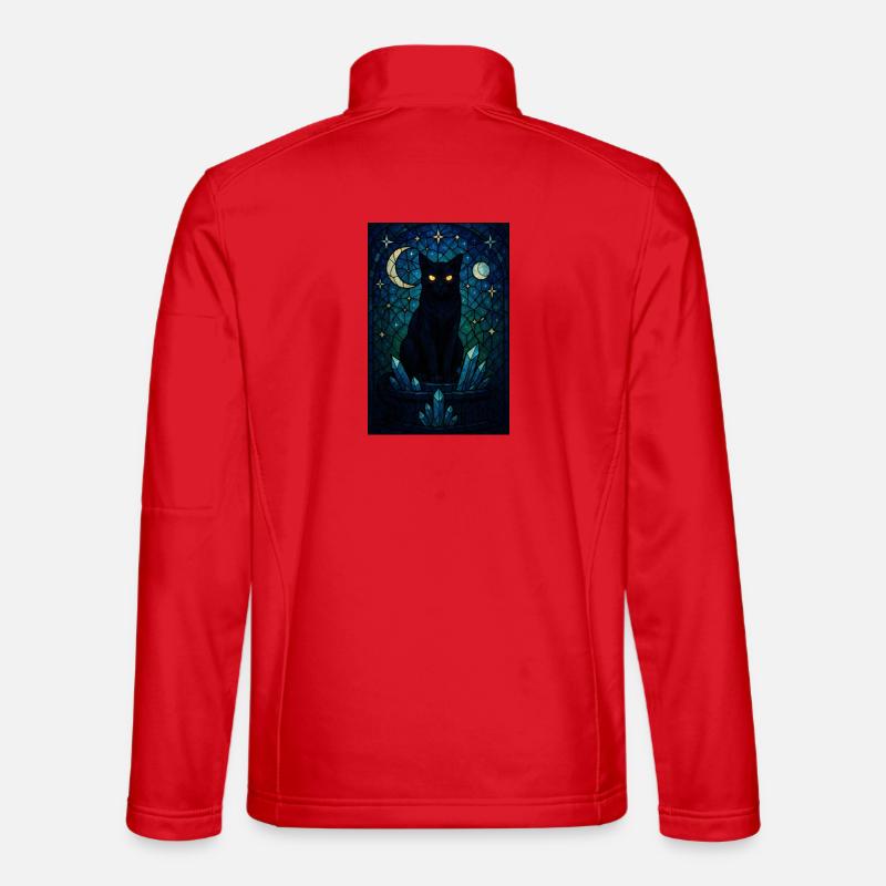 Midnight Cat Crystal Prism - Unisex Softshell Jacket - red