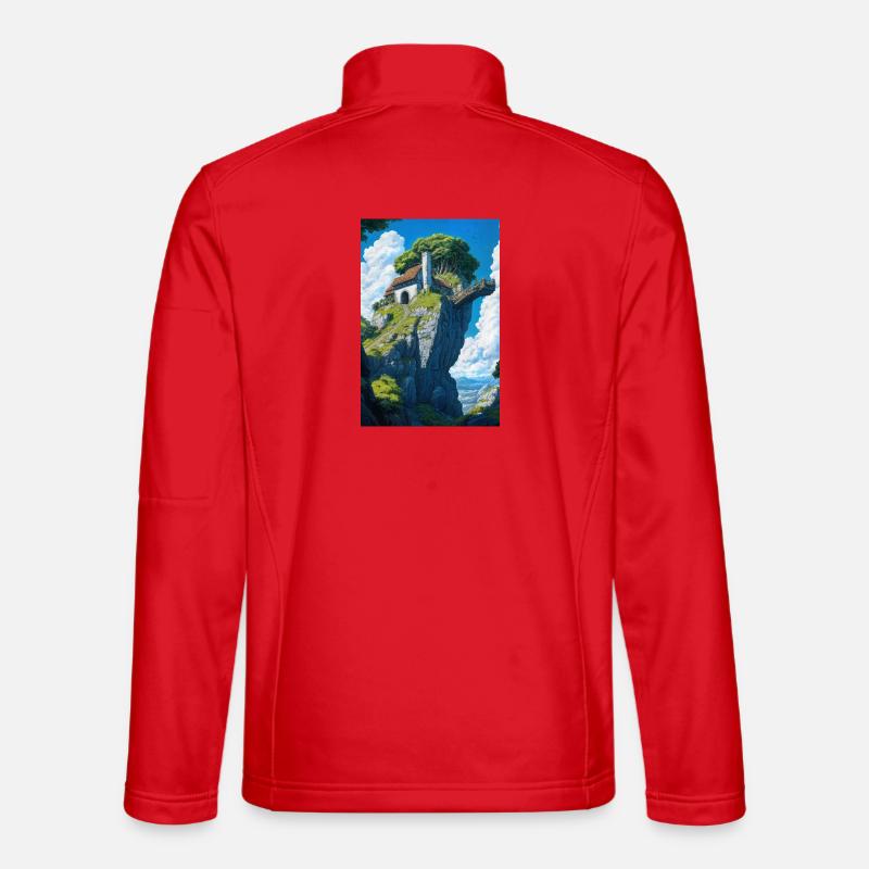 Berghauslandschaft - Unisex Softshelljacke - Rot