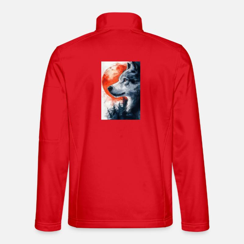 Illustration of a wolf - Unisex Softshell Jacket - red