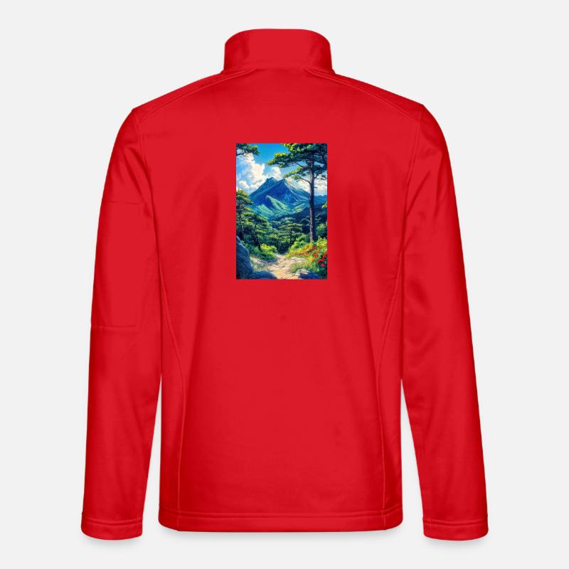 Illustration einer Naturlandschaft - Unisex Softshelljacke - Rot