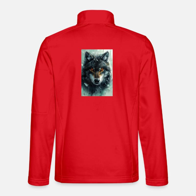Illustration eines Wolfes - Unisex Softshelljacke - Rot