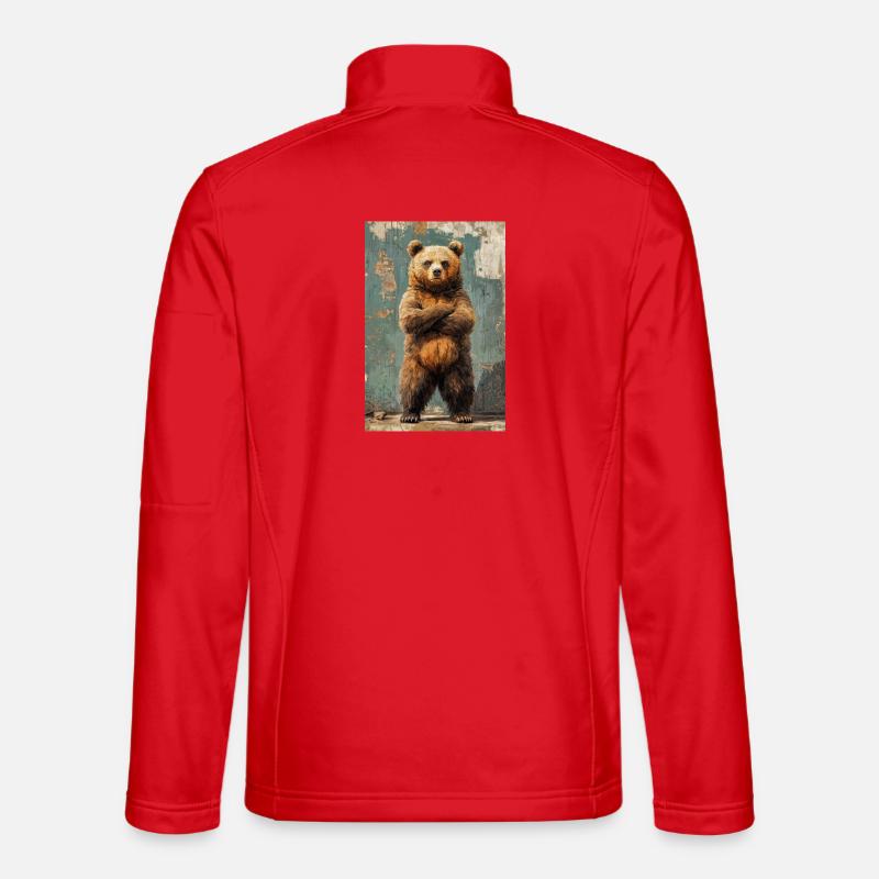 Illustration eines Bären - Unisex Softshelljacke - Rot