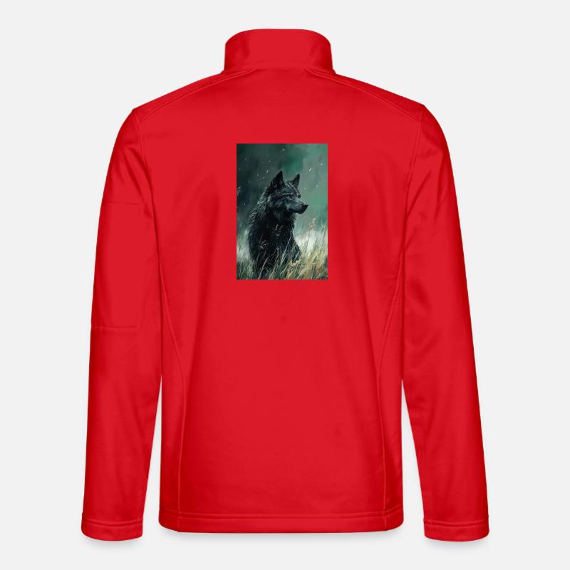 Illustration of a wolf - Unisex Softshell Jacket - red