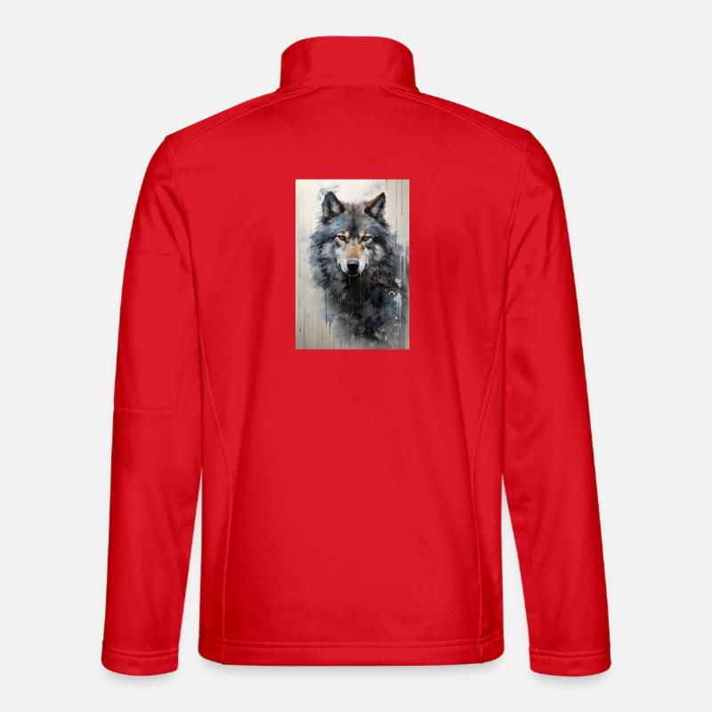 Illustration eines Wolfes - Unisex Softshelljacke - Rot
