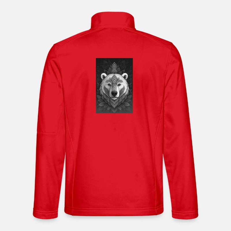 Geometric Bear Head Mandala - Unisex Softshell Jacket - red