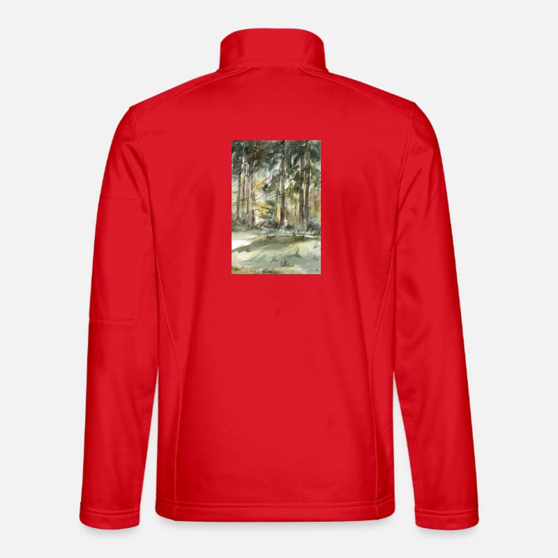 Lumière de la forêt dans la forêt aquarelle Veste en tissu softshell Unisexe