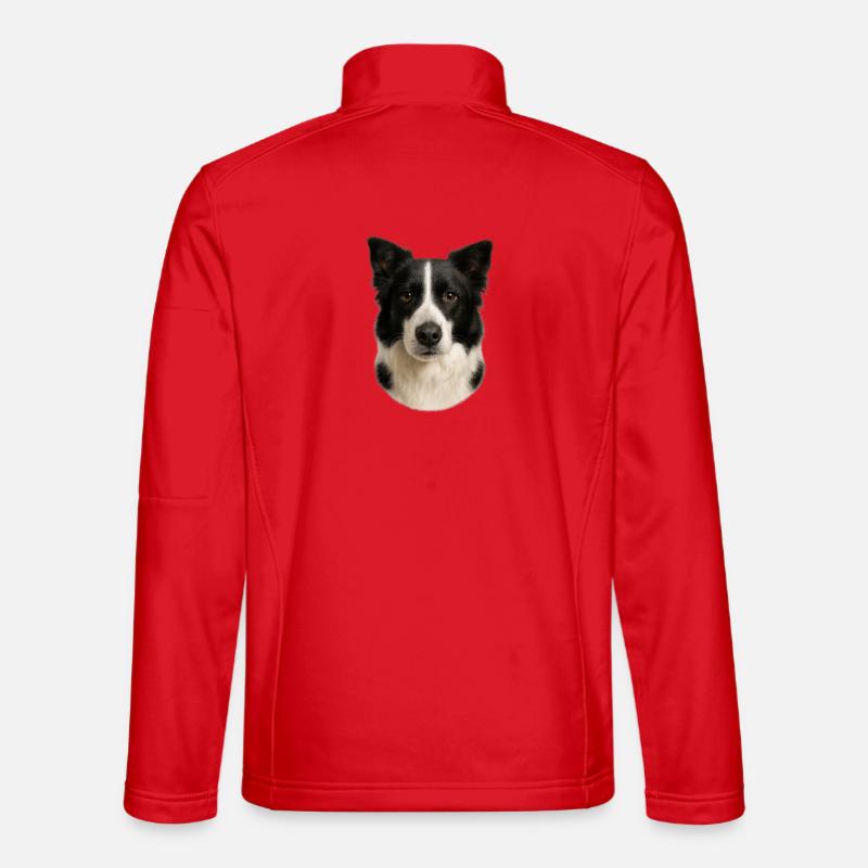 Border Collie Head Portrait - Unisex Softshell Jacket - red
