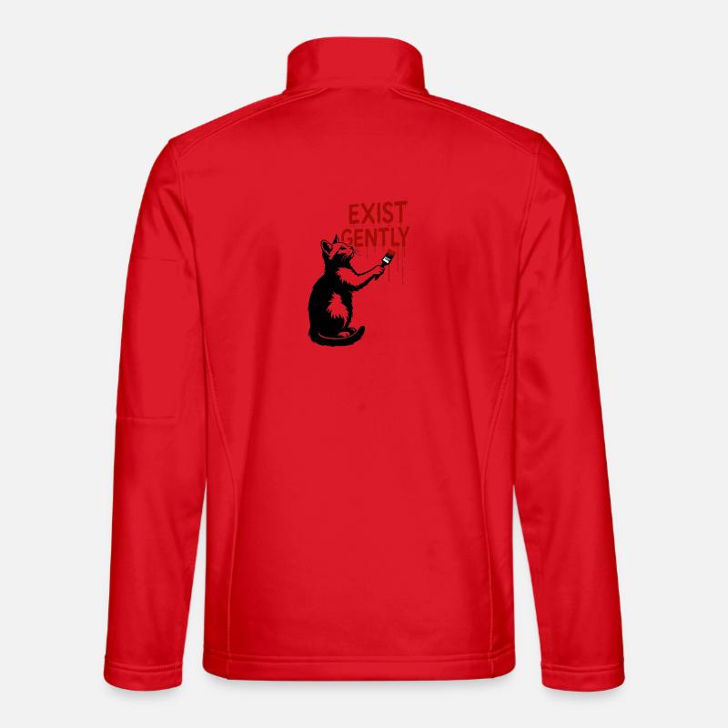 Exist Gently Cat Print - Unisex Softshell Jacket - red