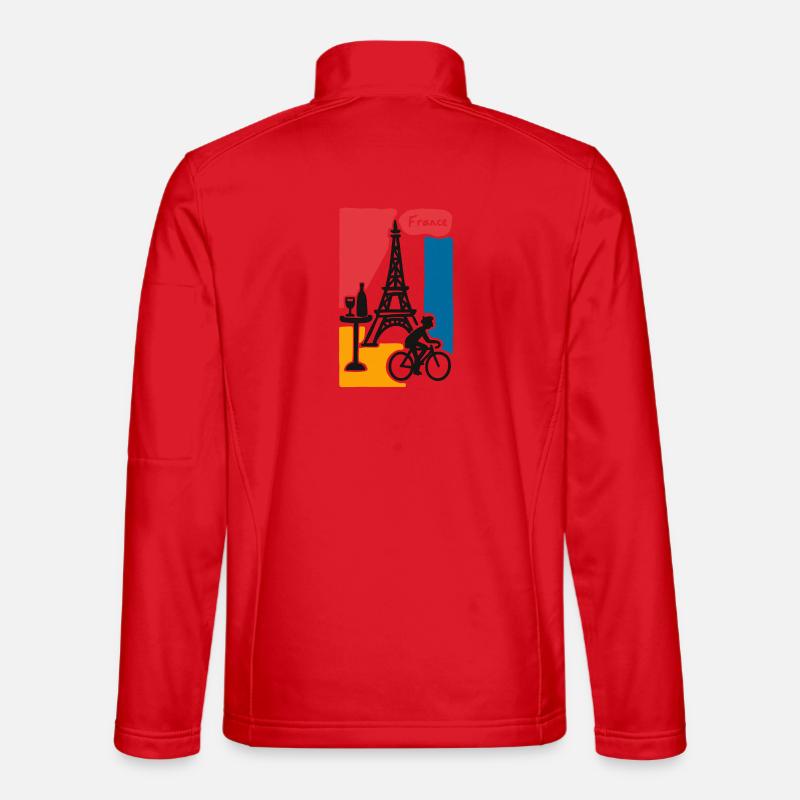 France Graphic: Eiffel Tower and Bicycle - Unisex Softshell Jacket - red