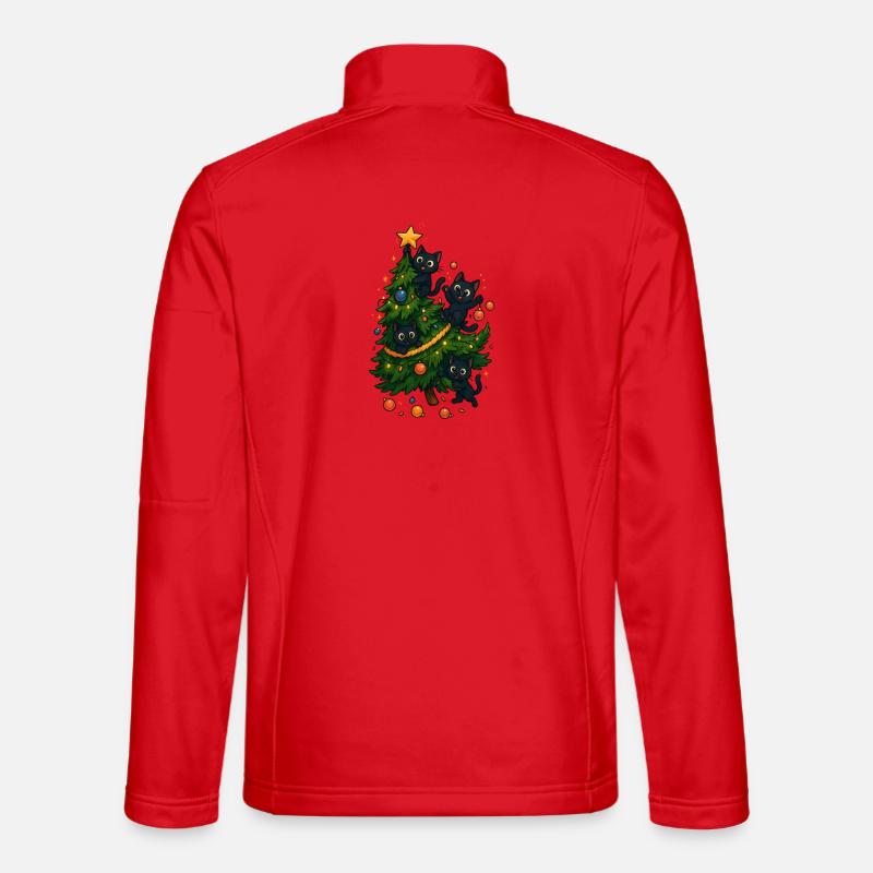 Funny Christmas T-Shirt Gift Cats - Unisex Softshell Jacket - red