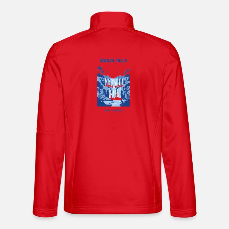 Iguazu Falls Blue Waterfall Design - Unisex Softshell Jacket - red