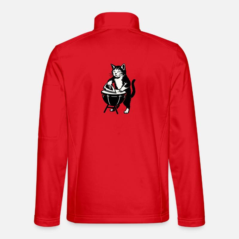 Barbecue cat at the barbecue grill - Unisex Softshell Jacket - red