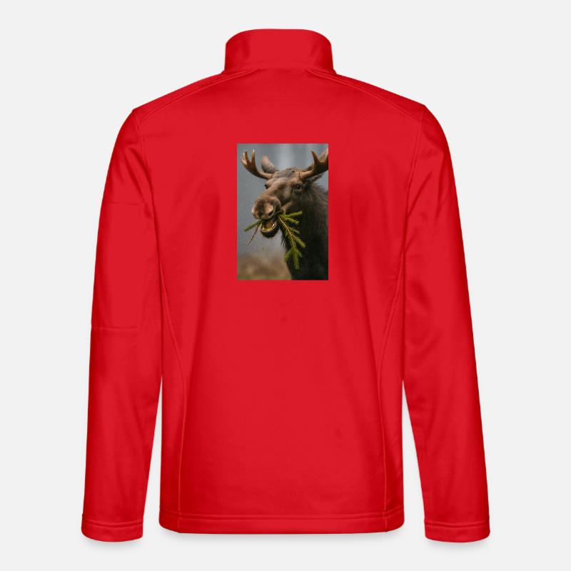 Moose in snow with spruce twigs - Unisex Softshell Jacket - red
