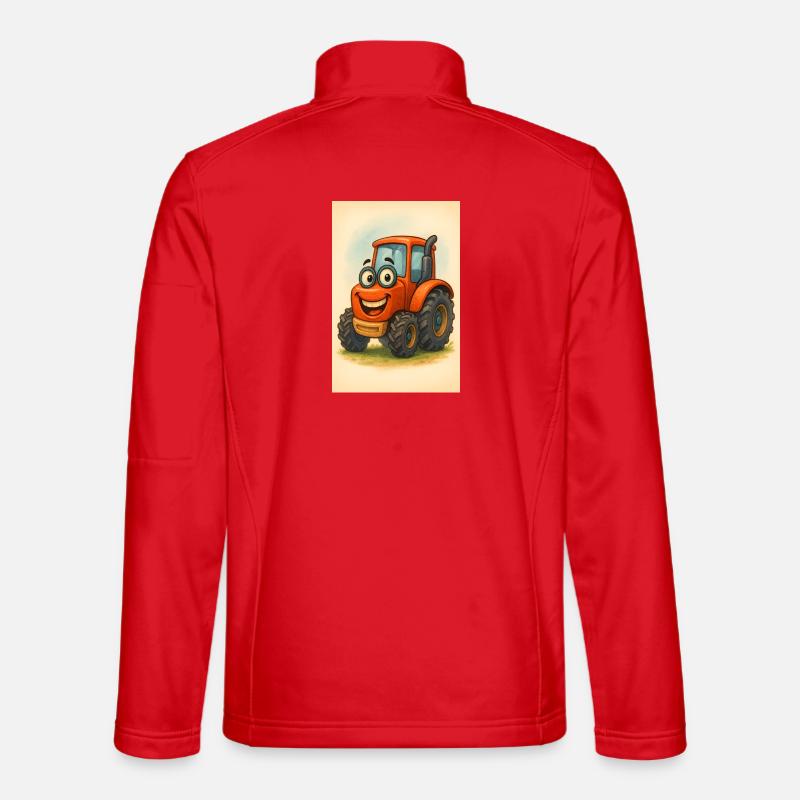 Happy tractor with face - Unisex Softshell Jacket - red