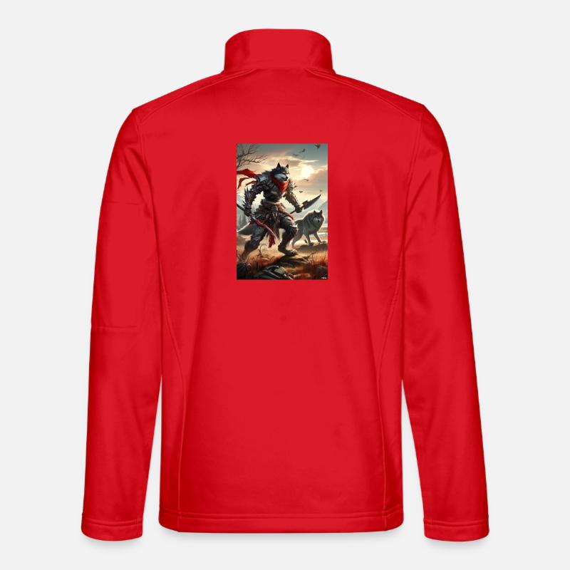 Ironwolf Warrior at Sunset - Unisex Softshell Jacket - red