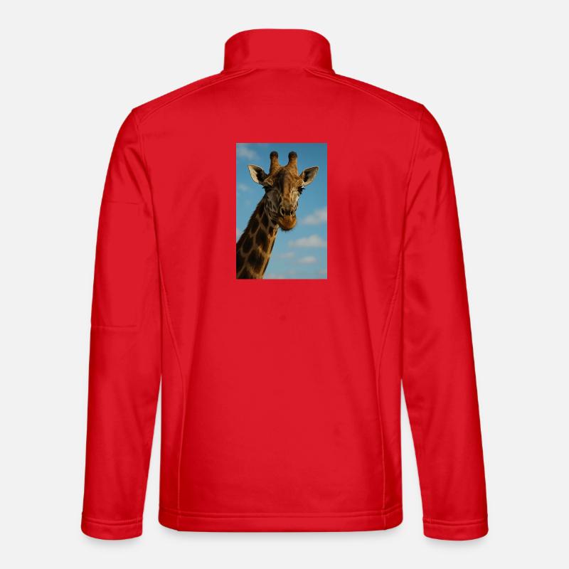 Giraffengesicht vor blauem Himmel - Unisex Softshelljacke - Rot
