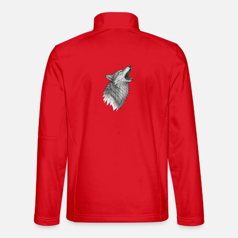 Geometric wolf head in howling - Unisex Softshell Jacket - red