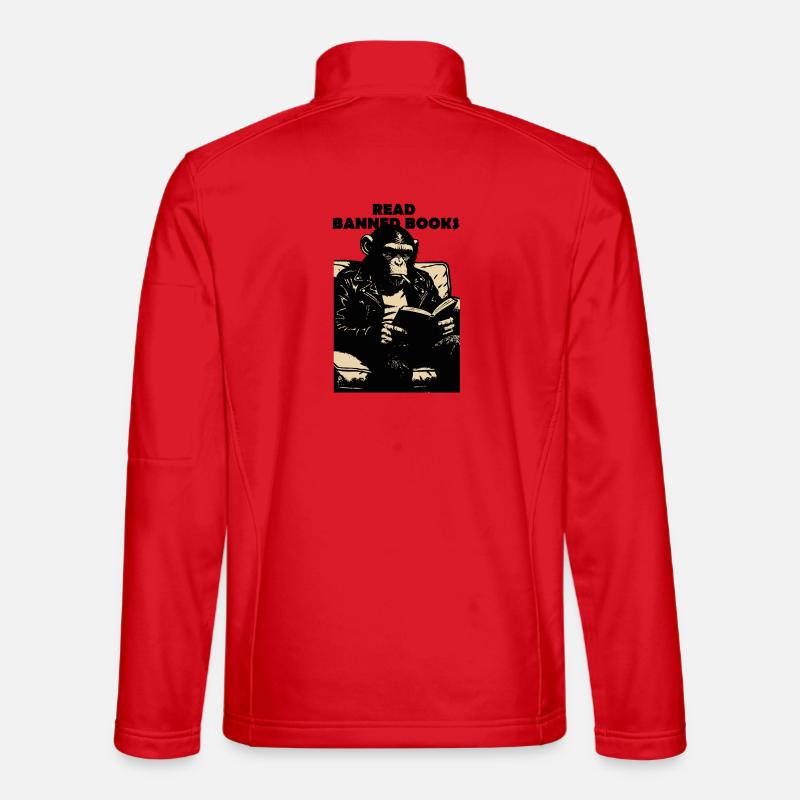 Read Banned Books Chimp - Unisex Softshell Jacket - red