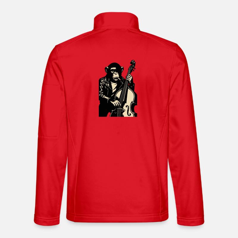 Leather-Clad Monkey Bassist - Unisex Softshell Jacket - red