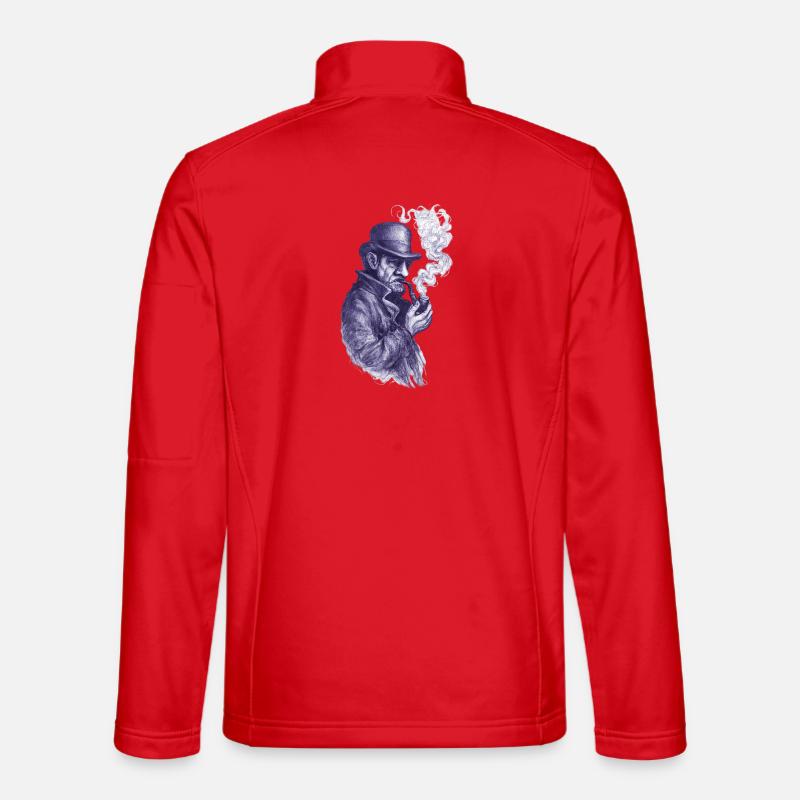 Pipe Smoker Detective in the Shadows - Unisex Softshell Jacket - red