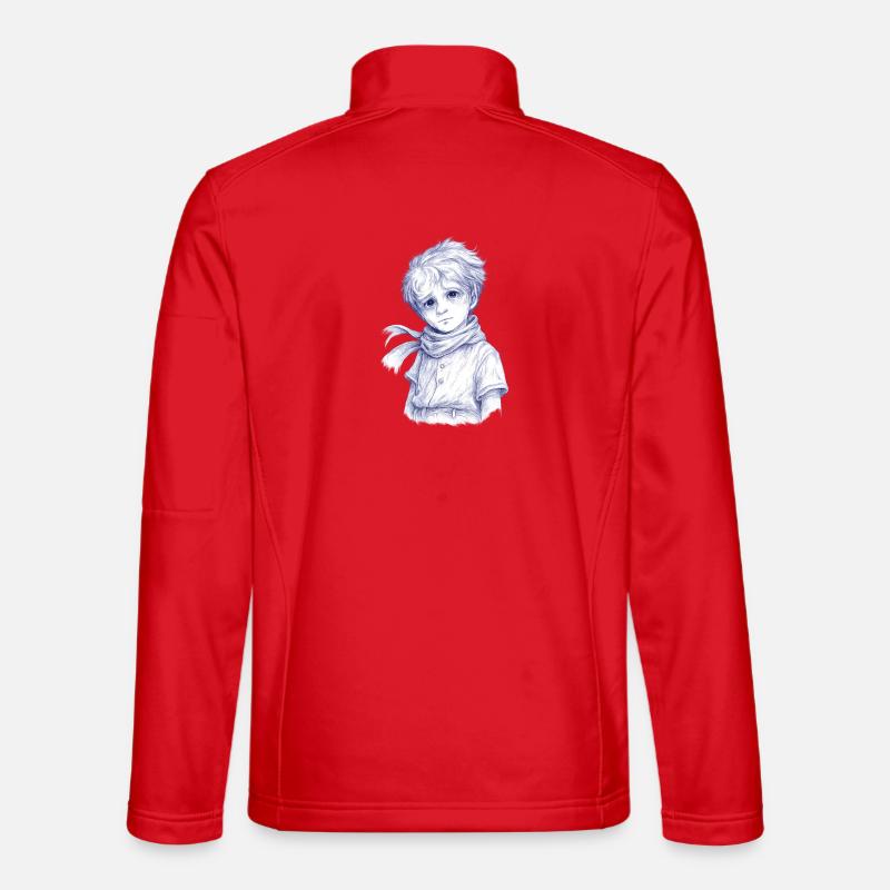 Blue pencil boy with scarf - Unisex Softshell Jacket - red
