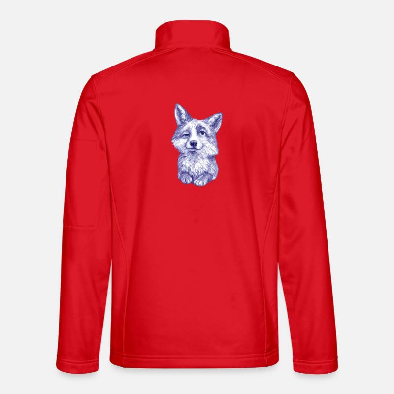 Blue-violet Fox Sketch - Unisex Softshell Jacket - red