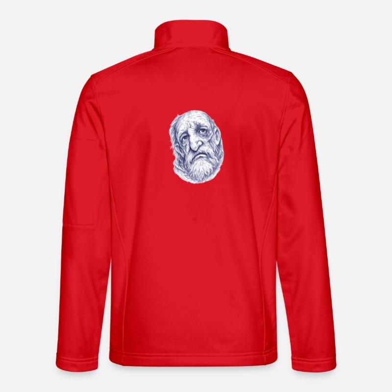 Old Man Sketch Portrait - Unisex Softshell Jacket - red