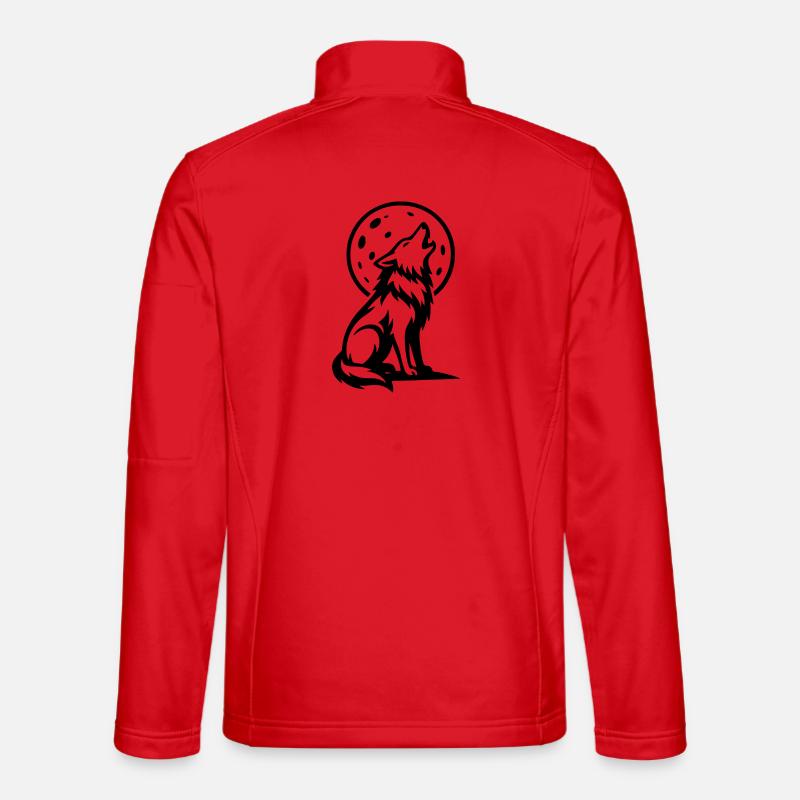 Wolf howling at full moon - Unisex Softshell Jacket - red