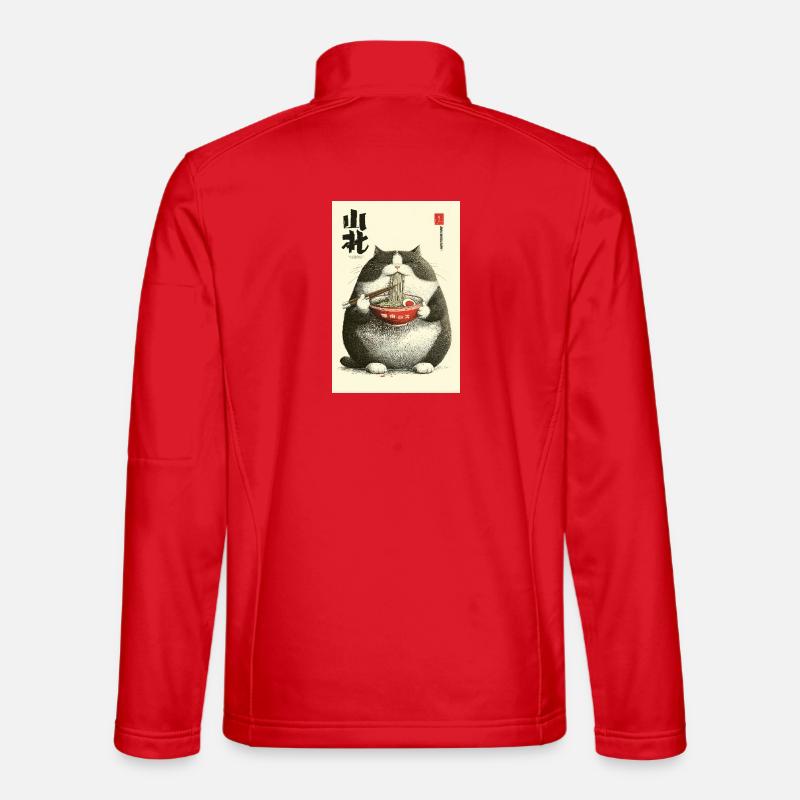 Chonky Cat Ramen Ukiyo-e - Unisex Softshell Jacket - red