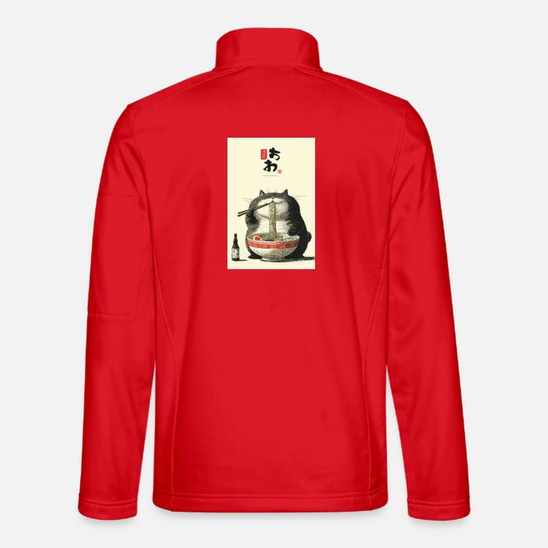 Chubby Cat Noodle Feast - Unisex Softshell Jacket - red