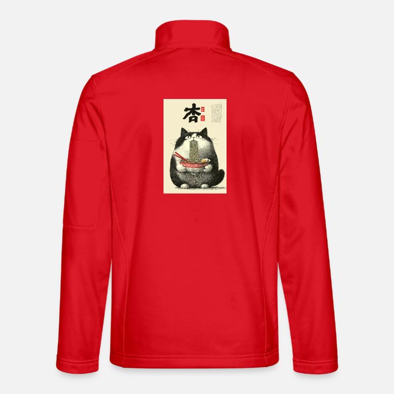 Nudelkatze Ukiyo-e Bowl - Unisex Softshelljacke - Rot