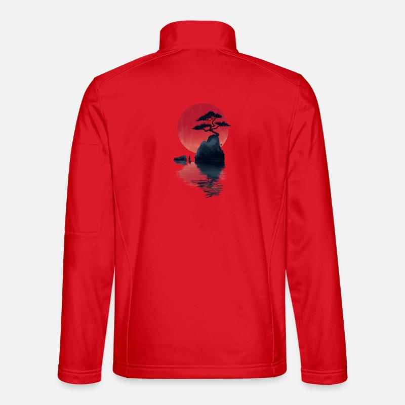 Roter Zen Sonnenuntergang Insel - Unisex Softshelljacke - Rot