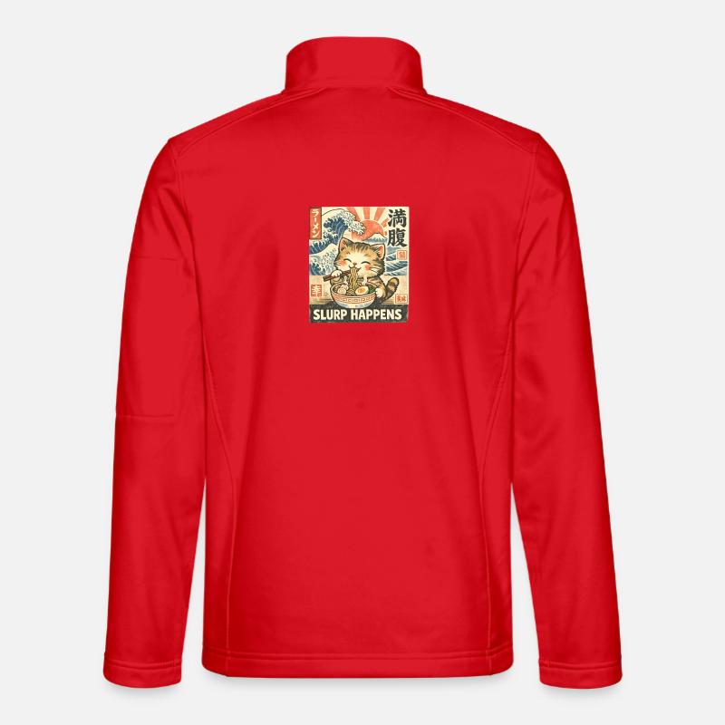 Slurp Happens Cats Ramen Retro - Unisex Softshell Jacket - red
