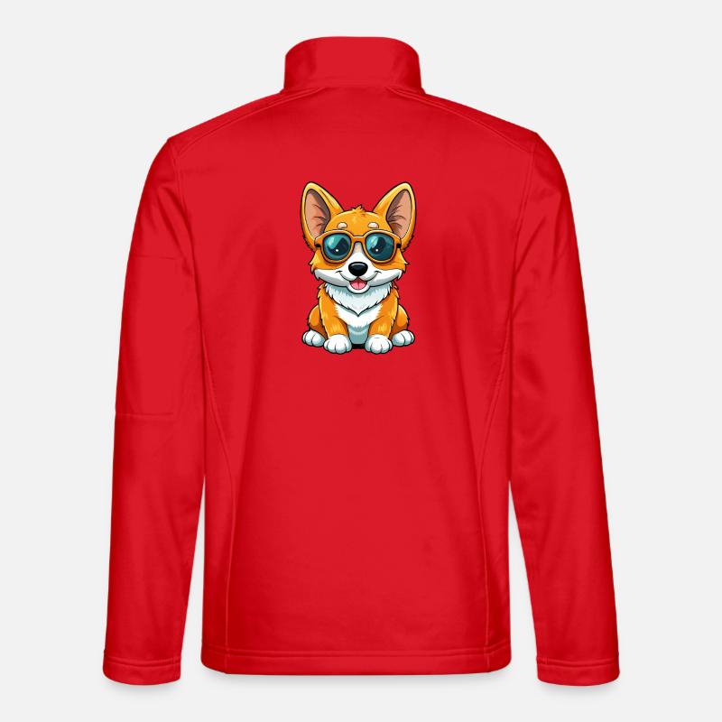 Bébé corgi avec des lunettes de soleil Veste en tissu softshell Unisexe