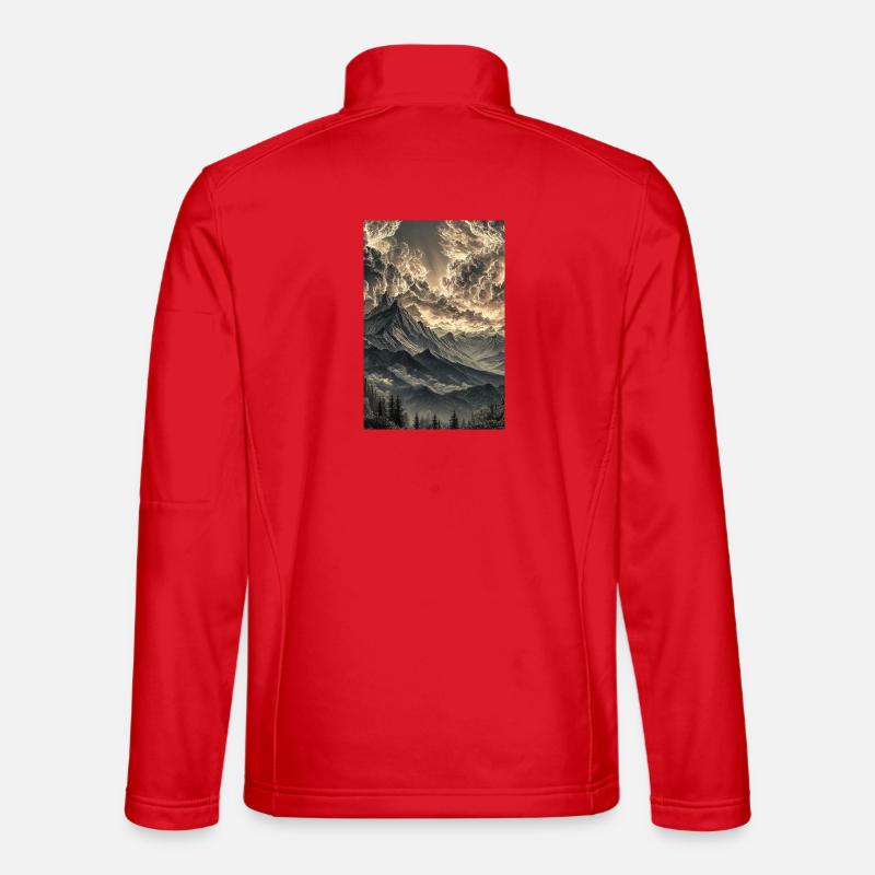 Dramatische Berglandschaft im Dämmerlicht - Unisex Softshelljacke - Rot