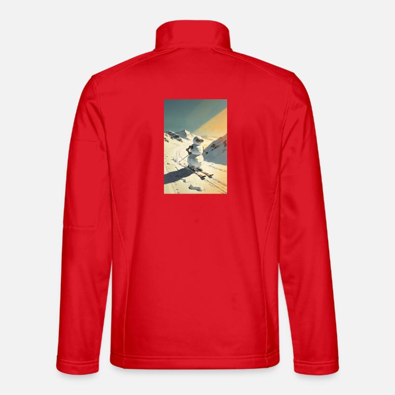 Skiing Snowman - Unisex Softshelljacke - Rot