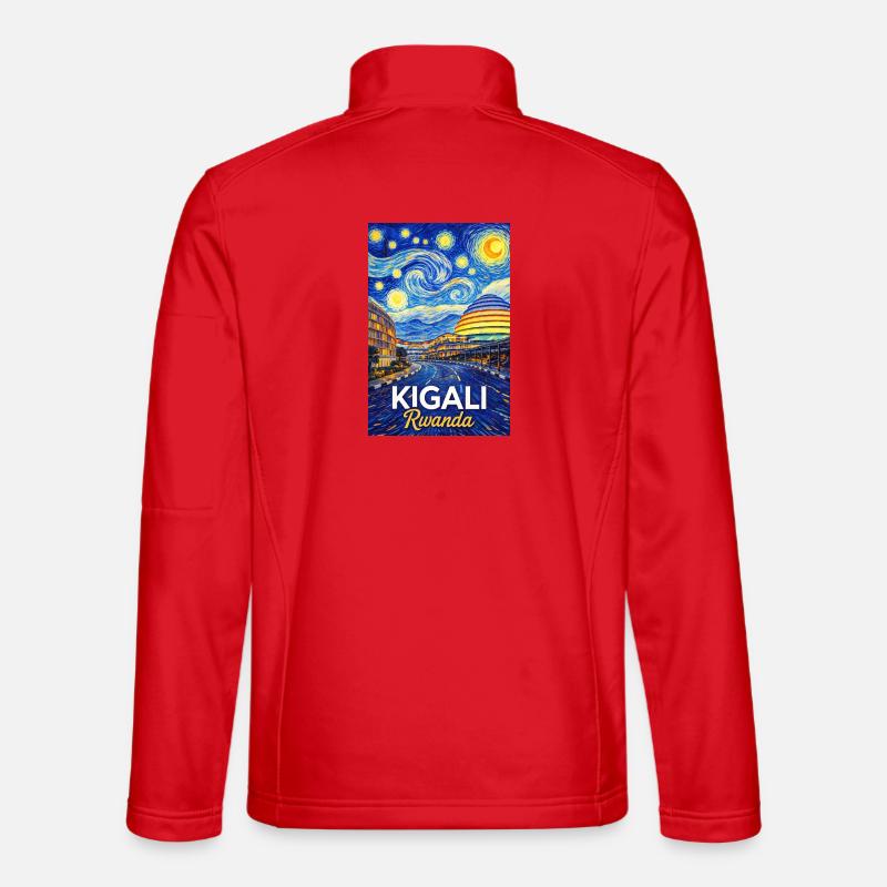 Kigali Rwanda Starry Night Skyline - Unisex Softshell Jacket - red